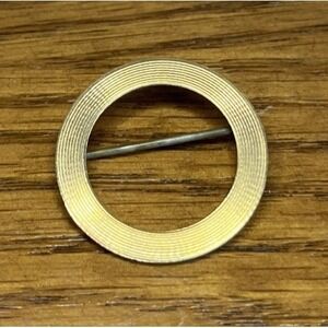 Krementz Gold Circle Pin Shawl‎ Brooch 1" Diameter MCM